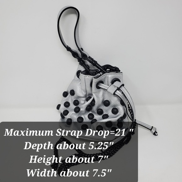 Steve Madden Metallic Studded Bada Hand Drawstring Pouch Small Bag - Picture 7 of 9